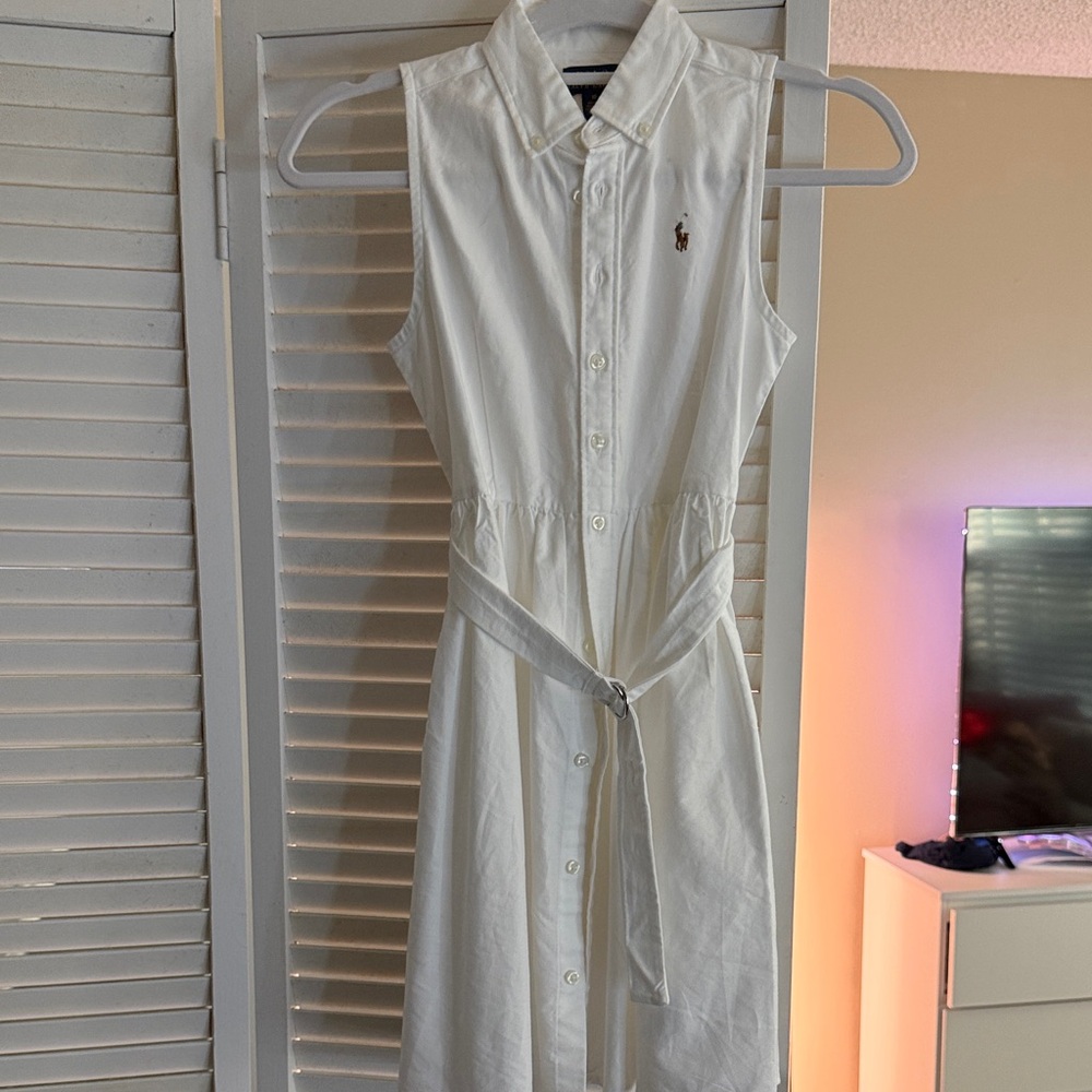 Polo by Ralph Lauren White Sleeveless Shirt Dress